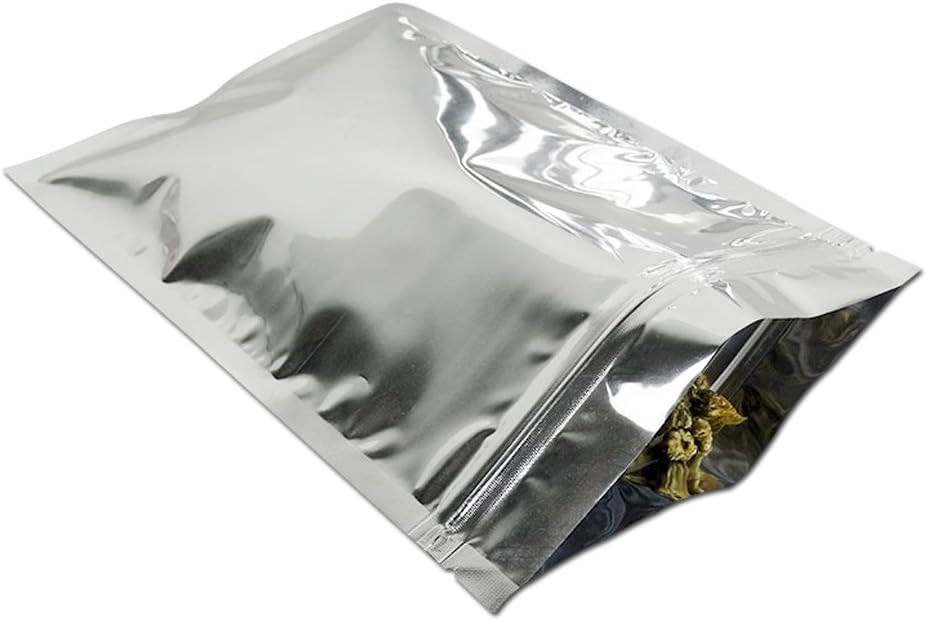 100 Pack Small Resealable Mylar Bags 3.54x5.1 inch Heat Seal Silver Aluminum Foil Bags Zipper Lock Mylar Food Storage Pouch for Coffee Tea Travel Sample Packaging Bags wth Tear Notch Reusable