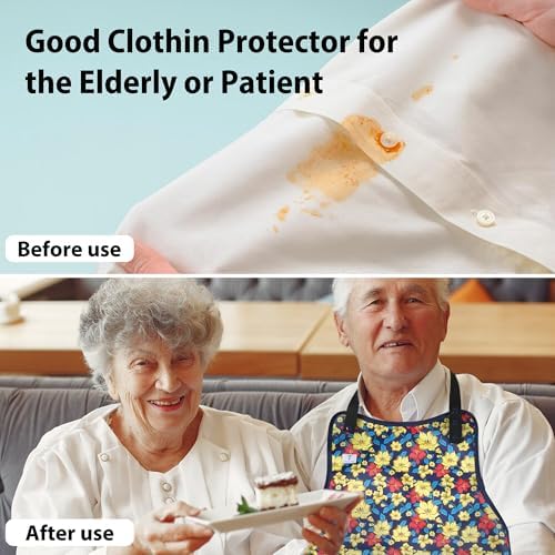 Adult Bibs with Crumb Catcher for Women,2 Pack Adjustable Bibs for Eating,Waterproof Washable Clothing Protectors,Reusable Large Feeding Bib for Men Elderly Seniors