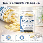 NutriView Calcium 2000mg with D3 & K2 - High Absorption Bone Health Supplement for Women, Non-GMO, 120 Softgels