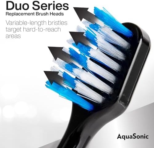 AquaSonic Genuine Duo Series Replacement Brush Heads | for Normal & Sensitive Teeth | Compatible with Duo Series & Home Dental Center Toothbrush Handles | NOT Compatible with Duo Series Pro
