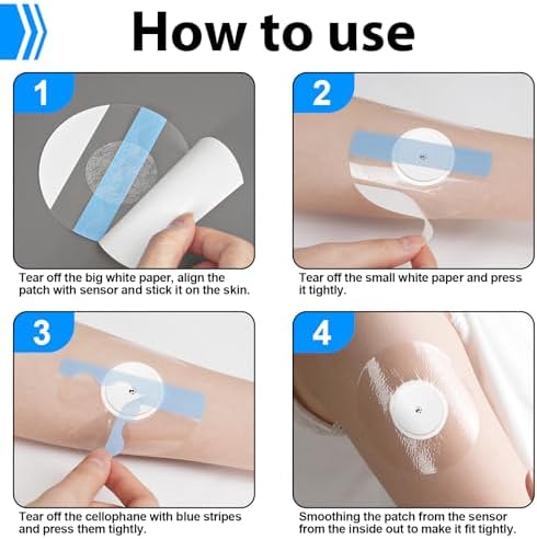 Sensor Covers for Libre 1/2/3, Waterproof-25 Pack Freestyle Libre 1/2/3 Plus Covers- CGM Adhesive Patches, Transparent CGM Overpatch Tape Lasting to 10+Days-without Hole, Long Fixation for Your Sensor