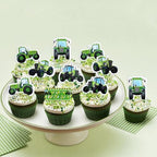 40PCS Edible Green Tractor Cupcake Toppers Edible Farm Tractors Cupcake Picks for Farm Tractor Birthday Party Cake Decoration Farmyard Baby Shower Boys Girls Birthday Decorations Supplies