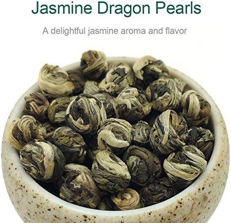 FullChea - Jasmine Pearl Tea - Jasmine Dragon Pearls - Loose Leaf Green Tea - Jasmine Green Tea with Delightful Aroma 4oz / 113g