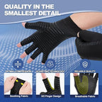 DRNAIETY 2 Pairs Copper Arthritis Compression Gloves for Women and Men, for Arthritis Hand Pain, Anti-Slip, Fingerless, Comfortable for Work, Kept in Motion (Medium)