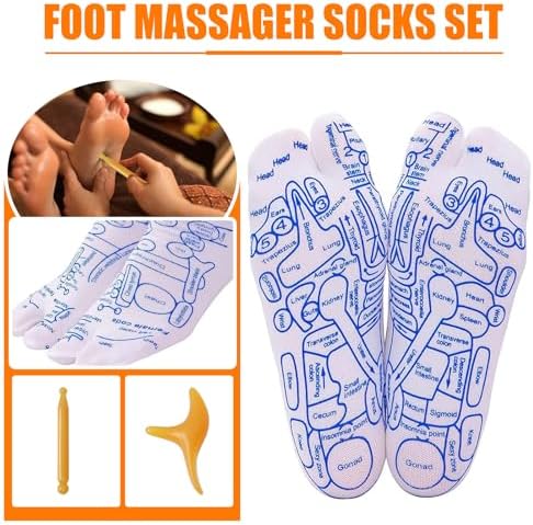 Reflexology Socks with Tools Reflexology Socks Acupressure Socks Massage Socks Foot Massage Socks Relieves Fatigue, Stress and Improves Blood Circulation (Large)