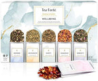 Tea Forte Single Steeps Loose Leaf Tea Sampler, Assorted Variety Tea Box, 15 Single Serve Pouches, Wellbeing Tea