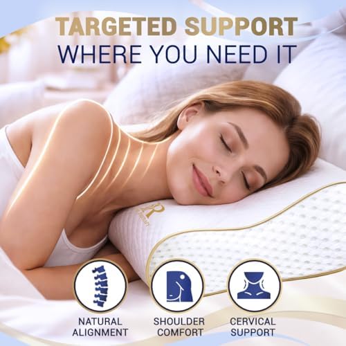 Royal Therapy 1-Pack Memory Foam Pillow, Medium-Firmness Cervical, Queen Contour Pillow, Orthopedic Pillow for Neck Support, Neck Pain, Side Sleepers, CertiPUR-US