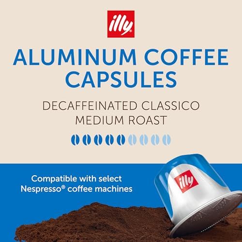 illy Espresso Compatible Capsules, Decaf Coffee Pods for Nespresso Original Line Machine, Classico Decaffeinated Medium Roast, 100% Arabica, Premium Italian Coffee, Single Serve, 10 Count, 10 Pack