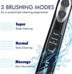 Sonic-FX Solo Electric Toothbrush - 3 Brushing Modes - with Intelligent Auto-Timer, Includes 2 Tooth Brush Heads, and 1 Interdental Head, Rechargeable, Electronic Charging/Storage Base (Black)