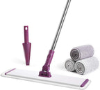 CQT Commercial Flat Microfiber Floor Mop Cleaning System 18" Inch Wet Dry and Dust Hardwood with 4 Washable Pads Cleaner for Laminate Tile Stainless Steel Handle and Extension (PT13-WET)