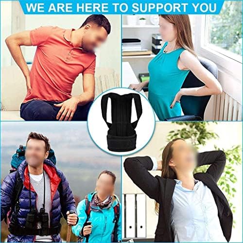 Female Male Posture Corrector Adjustable Back Support Nylon Elastic Shoulder Back Brace Corset Back Belt(White-Dinosaur Doodle4,XL Code)