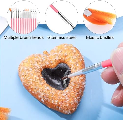 Aster 15Pcs Cake Decorating Brushes, Cake Painting Brushes Kit Food Safe Paint Brushes Fondant Sugar DIY Tools Set Cookie Decorating Supplies Candy Icing Pastry Brush for Baking(Pink)
