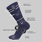 6 Pairs of Cotton Diabetic Non-Binding Neuropathy Crew Socks (Navy, Fits Mens shoe size 9-12/Womens shoe size 10-13)
