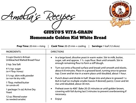 Giusto's Vita-Grain All-Natural Artisan Malted Unbleached Bread Flour, 5lb Bag