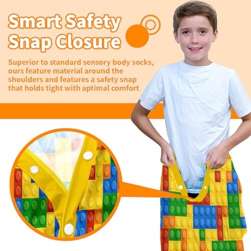 Sensory Sock Medium,6-9 Years,Building Blocks Full Body Sock Wrap for Autistic Children to Relieve Stress,Relaxing Sensory Compression Body Sack for Kids Sensory Processing Disorder