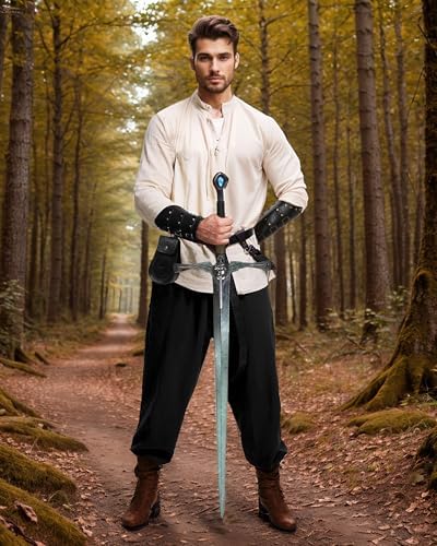 3PCS Renaissance Accessories – Viking Renaissance Belt, Medieval Pouch & Leather Bracers for Halloween
