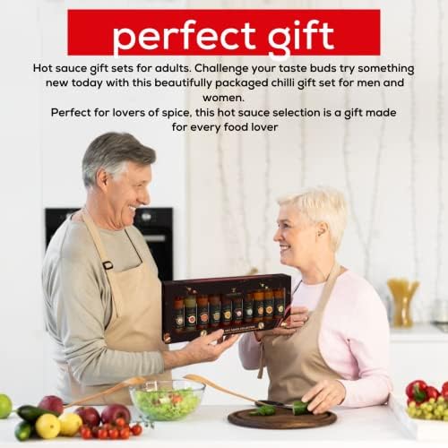 Chilli, Hot Sauce Gift Set -10 Flavours, Hot Sauce Bottles, Food Gift Sets For Men, Women, Vegan |Gourmet Chilli Sauces For BBQ, Jalapeno, Habanero, Scotch Bonnet |Cooking Gifts For Men, Birthday