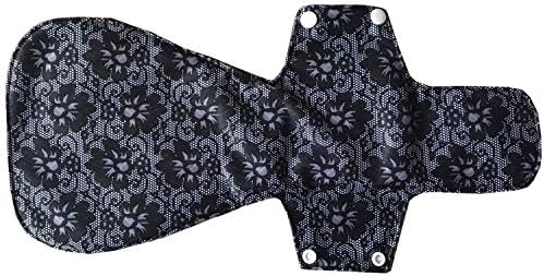 MUMBABY 2 pcs 16 Inch Ultra-deep Sleep Guard Wide Charcoal Bamboo Mama Cloth/Menstrual Pads/Reusable Sanitary Pads (41cm overlength) (Black Lace)