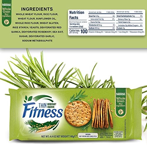 Nestle Fitness Thins Rosemary Crackers (2-Pack) 100 Calorie Per Serving, Whole Grain, Kosher Certified - Perfect for Dips and Spreads