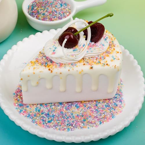 Rainbow Sprinkles, Pastel Easter Sanding Sugar Crystals, 4.6 oz Edible Sparkling Sugar for Baking Topping, Cupcakes, Cookies, Ice Cream & Cake Decorating, Wedding Party Birthday Christmas Supplies