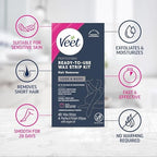 VEET Ready-To-Use Waxing Kit For Women, Wax Strips For Body Hair Removal, Wax Kit For Legs and Body, Personal Care Product, Hair Remover, 40ct Waxing Strips (20 Double-Sided), 4ct Body Wipes