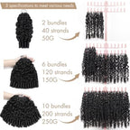 Human Crochet Hair for Black Women 16 Inch Burmese Curly Bundles Human Hair Pre-separated 40 Strands 50g Invisible Miracle Knots Feather Crochet Human Hair Extensions Natural Black 1B#