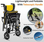 Transport Wheelchairs for Adults Lightweight Foldable Transport Chair with Telescopic Handle, Portable Folding Travel Transfer Wheel Chairs for Seniors