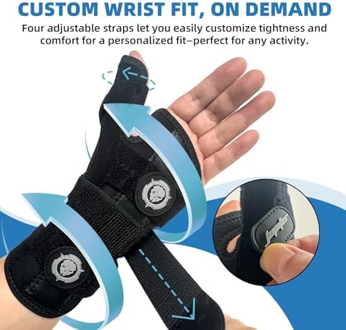 JUPITER Carpal Tunnel Wrist Brace with Thumb Support, Day & Night Thumb Spica Splint for Left Hand, Ideal for De Quervains Tenosynovitis, Tendonitis & Typing Pain Relief - Large/XLarge, Gray for Men & Women