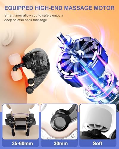 Neck Massager Pillow with Heat, Shiatsu Back and Shoulder Massage with Deep Tissue Kneading, Portable Cervical Traction Device for Full Body Muscle Pain Relief, Gift for Women Men