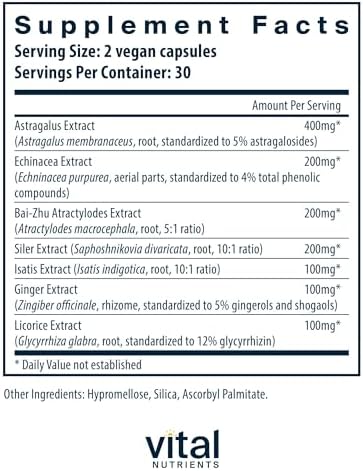 Vital Nutrients Immune Support - Herbal Immune System Support Supplement - Vegan Antioxidant and Immunity Supplement - Gluten, Dairy, Soy Free - Non-GMO - 60 Capsules
