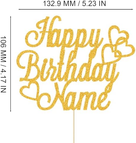 Personalized Happy Birthday Cake Topper | Customized Name Cake Decoration | Double Sided Glitter Card | Baby Blue