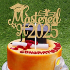 Mastered It 2026 Cake Topper, Happy Master Degree Cake Decorations, Congrats Master Degree, Class of 2026 Graduation Party Decorations Supples, Gold Glitter