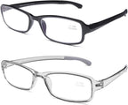 DOOViC 2 Pack Reading Glasses for Women Men TR90 Flexible Lightweight Blue Light Blocking Computer Readers