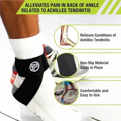 Pro-Tec Athletics Achilles Tendon Support, Tendinitis Relief, Compression Pad, Stabilization, Adjustable Strap & Heel Lift