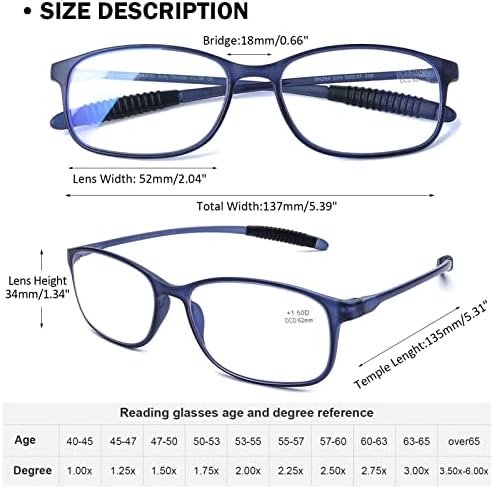 AQWANO Blue Light Blocking Reading Glasses Women Men, Lightweight Flexible TR90 Computer Readers Unbreakable Cheaters Glasses