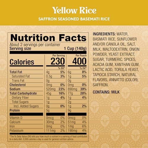 Royal Yellow Saffron Basmati Rice - Ready to Heat Basmati Rice - (6 Pack) 8.5 oz Microwaveable Pouch