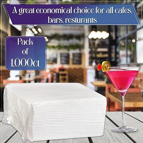 1 Ply White Cocktail Napkins- Pack of 1,000ct