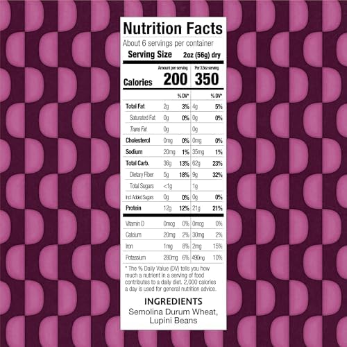 Brami Fusilli Italian Protein Pasta, Low Carb, High Fiber, Non-GMO, Keto, Made in Italy, Semolina Pasta, Fortified with Healthy Lupini Beans, 12oz