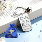 2026 Graduation Gifts Keychain with Poem, Class of 2026 Senior Gift for Her Him, Blue Velvet Pouch & Gift Box
