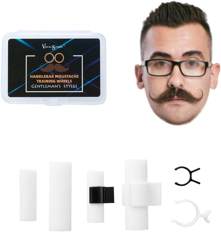 Moustache Training Wheels, 2 Pair Set - Size L & Size S Mustache Curler, Hair Styling Tool for Handlebar Mustache, Perfect Gentleman's Gift