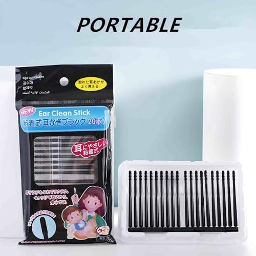 120Pcs Disposable Adhesive Ear Digging Stick for Children's Safety Ear Cleaner for Adult Spiral Ear wax removal Ear Scoop Earwax Remover Tool with Dust cover packaging