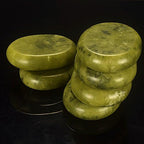 AITELEI 2pcs /lot Massage Hot Stones Set Natural Green Jade Stones Cold Rock for Spa, Massage Therapy 3.14 x 2.36 in(6x8cm)
