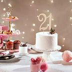 Honbay 21 Birthday Cake Topper Sparkly Bling Alloy Crystal Rhinestones Cake Topper Cake Decoration for 21th Birthday or Anniversary Party (Gold)
