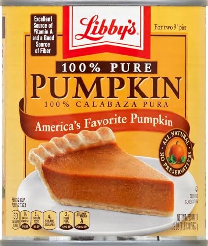 Libby's 100% Pure Pumpkin Puree, All-Natural Canned Pumpkin For Baking, Pumpkin Dog Treat Libby's 100% Pure Pumpkin Puree For Pie