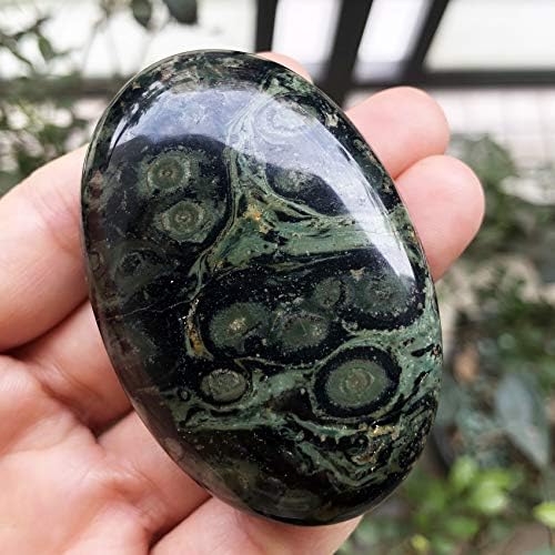 Fekuar Oval Natural Kambaba Jasper Palm Stone, Polished Worry Pocket Stones Healing Crystal for Therapy Geometry Chakra Balancing