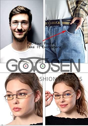 GOOSEN Reading Glasses Men Women, Pocket Wallet Purse Compact Hard Cases Folding Readers, Blue light Glasses Spring Hinge