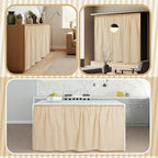 VitalCozy Cabinet Curtains 28" W x 51" L Sink Skirt for Bathroom Kitchen Office Desk Brown Stripes Cabinet Curtains for Classroom Office Home Drape Under Desk Privacy Drape for Laundry Room
