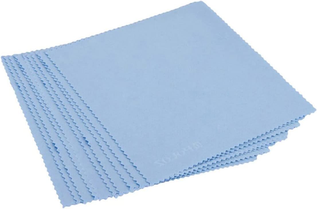 jojofuny 80pcs Microfiber Cleaning Cloths for Glasses Jewelry Camera Lenses Screen Blue No Scratch Reusable