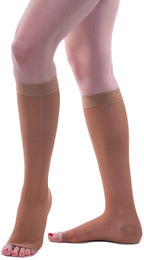 Allegro 20-30mmHg Essential 19 Sheer Support Open Toe Compression Sock - Unisex, Open Toe, Knee High Support Stockings