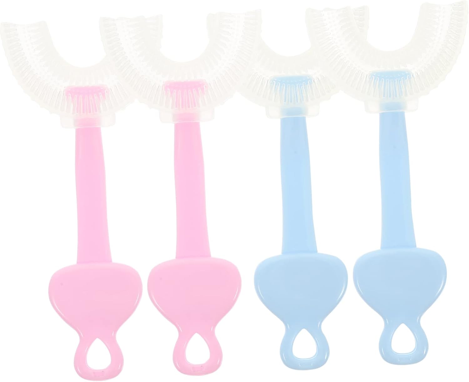 FOMIYES U-Shaped Kids Toothbrush Set 4-Piece Safe Manual Toothbrush for Toddlers Ergonomic Design for Easy Cleaning for Daily Use and Travel